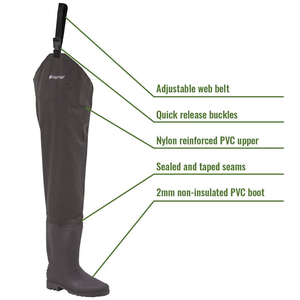 Frogg Toggs Rana II PVC Bootfoot Hip Wader Cleated Outsole Brown 