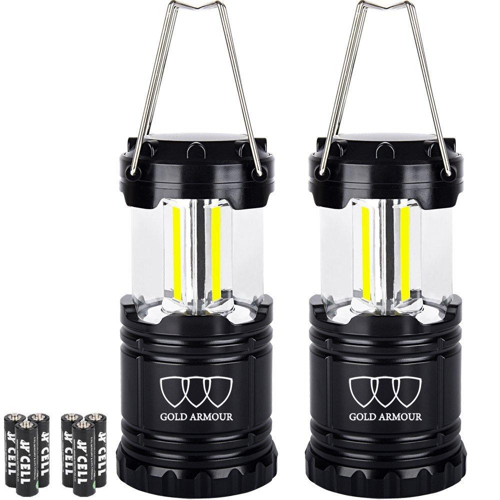 Gold Armour 2 Pack Portable LED Camping Lantern Flashlight with